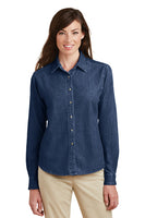 Port & Company® Ladies Long Sleeve Value Denim Shirt